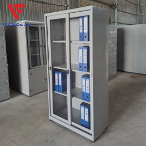 IRON FILE CABINET with 2 Sliding Glass Doors TS08