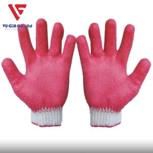 RED ONE-SIDED RUBBER COATED GLOVES