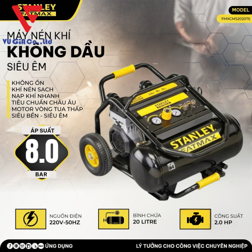 MÁY NÉN KHÍ KHÔNG DẦU 20L STANLEY FATMAX FMXCMS2020TE